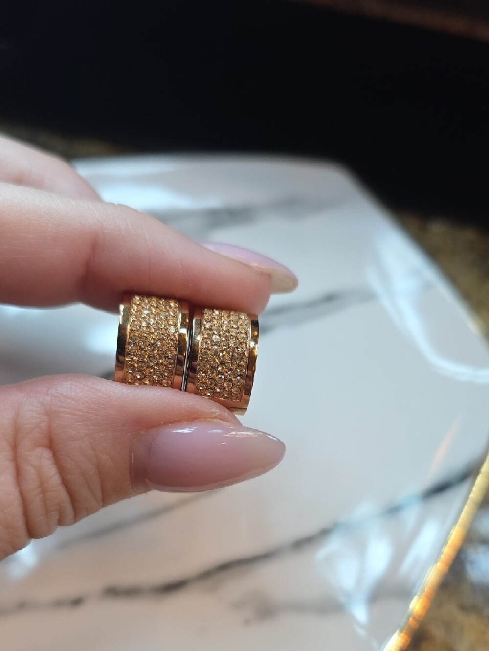 Michael Kors Rose Gold Pavé Huggie Hoops - Picture 4 of 6